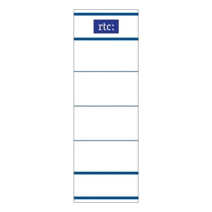 Etichete RTC din carton, pentru bibliorafturi, 45 x 142 mm, alb