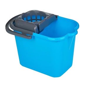 Galeata plastic dreptunghiulara cu storcator, albastra, 14L