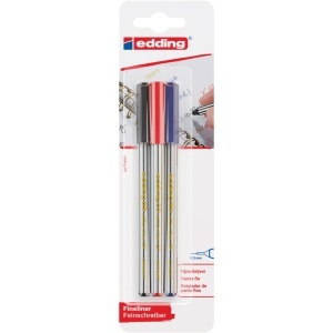 Liner Edding Office 89, varf fetru, 0.3 mm, 3 culori/set (negru, rosu, albastru)