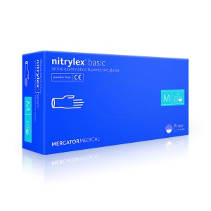 Manusi nitril nepudrate basic Nitrylex, albastru, marime L, 100 bucati/cutie - Img 2