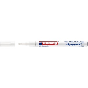 Marker cu vopsea Edding 753, varf caligrafic, 1-2.5 mm, alb
