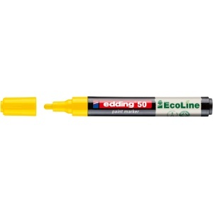 Marker cu vopsea pe baza de apa edding Ecoline 50, corp din plastic reciclat, varf rotund, 2-3 mm, galben