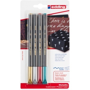Marker Edding 1200 tip carioca varf 1-3 mm 4 culori metalizate, blister