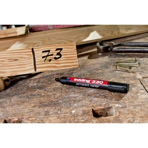 Marker permanent Edding 330, corp plastic, varf retezat, 1-5 mm, rosu - Img 6