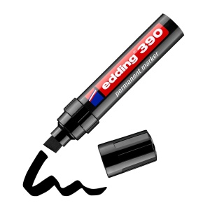 Marker permanent Edding 390, corp plastic, varf retezat 4-12 mm, negru - Img 3