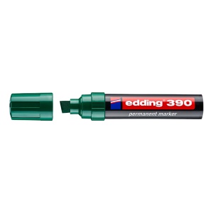 Marker permanent Edding 390, corp plastic, varf retezat 4-12 mm, verde - Img 2