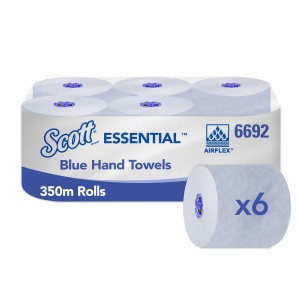 Rola prosop autocut, Kimberly Clark, Scott Max, 1 strat, albastru, 350 metri, 6 role/set - Img 2