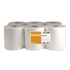 Rola prosop Racon, derulare centrala, alb, 1 strat, 20 cm x 320 m, 6 role/set
