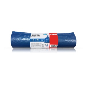 Saci menajeri LDPE, albastri, 240L, 115x130 cm, 25 microni, 10 saci/rola