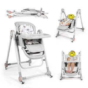 Scaun de Masa 3in1 pentru Bebelusi si Copii, Tarossy®, cu Balansoar, Gri - Img 3