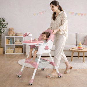 Scaun de Masa 3in1 pentru Bebelusi si Copii Tarossy®, Varsta 6 - 36 luni, Inaltime Ajustabila, Centura de Siguranta in 5 Puncte, Tavita Reglabila si Detasabila, Loc Depozitare, Roz - Img 3