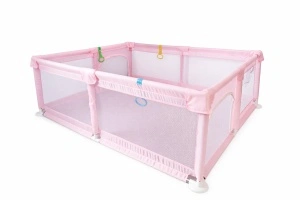 Tarc de Joaca pentru Copii Tarossy®, 180x150 cm, Spatiul de Joaca, 4 x Inele de Sustinere, Plasa de Protectie, 2 Usi cu Fermoar, Varsta 0-5 ani, Roz