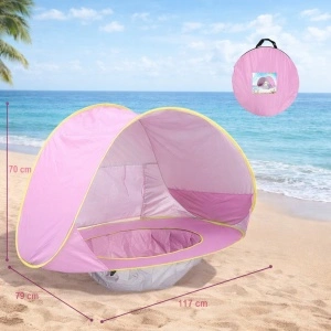 Cort portabil de vara pentru bebelusi, adapost impermeabil pentru plaja, cu piscina, copii 3-48 de luni, Roz , Tarossy® (Copy 1)
