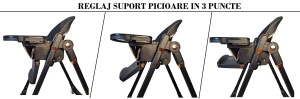 Scaun de Masa 3in1 pentru Bebelusi si Copii Tarossy®,Inaltime Ajustabila, Negru - Img 5