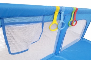 Tarc de Joaca pentru Copii Tarossy®, 180x150 cm, Spatiul de Joaca, 4 x Inele de Sustinere, Plasa de Protectie, 2 Usi cu Fermoar, Varsta 0-5 ani, Albastru - Img 5