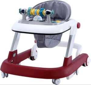 Premergator Copii 2 in 1 Reglabil Tarossy®, Pliabil, Roti 360 Grade, Rosu-Grena