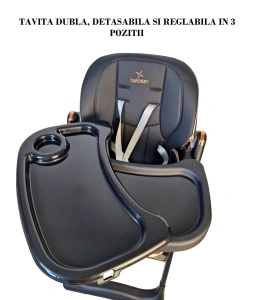 Scaun de Masa 3in1 pentru Bebelusi si Copii Tarossy®,Inaltime Ajustabila, Negru - Img 2