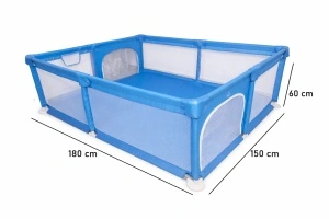 Tarc de Joaca pentru Copii Tarossy®, 180x150 cm, Spatiul de Joaca, 4 x Inele de Sustinere, Plasa de Protectie, 2 Usi cu Fermoar, Varsta 0-5 ani, Albastru - Img 2