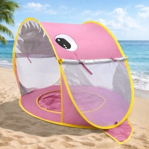 Cort de plaja portabi, impermeabil, pentru bebelusi, cu piscina, copii 3-48 de luni, rechin, Roz, Tarossy ® (Copy 1)