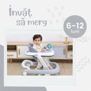 Premergator Copii 2 in 1 Reglabil Tarossy®, Pliabil, Roti 360 Grade, Gri - Img 2