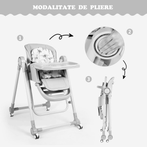 Scaun de Masa 3in1 pentru Bebelusi si Copii, Tarossy®, cu Balansoar, Alb - Img 4
