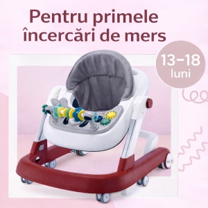 Premergator Copii 2 in 1 Reglabil Tarossy®, Pliabil, Roti 360 Grade, Rosu-Grena - Img 5
