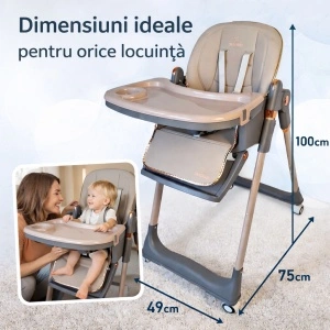 Scaun de Masa 3in1 pentru Bebelusi si Copii Tarossy®, Inaltime Ajustabila, Crem - Img 2