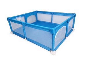 Tarc de Joaca pentru Copii Tarossy®, 180x150 cm, Spatiul de Joaca, 4 x Inele de Sustinere, Plasa de Protectie, 2 Usi cu Fermoar, Varsta 0-5 ani, Albastru - Img 6