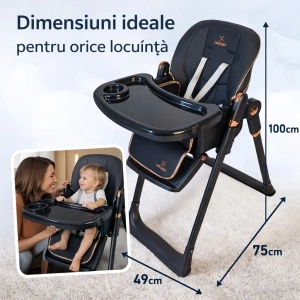 Scaun de Masa 3in1 pentru Bebelusi si Copii Tarossy®,Inaltime Ajustabila, Negru - Img 3