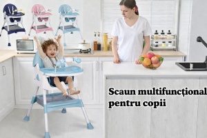 Scaun de Masa 3in1 pentru Bebelusi si Copii Tarossy®, Varsta 6 - 36 luni, Inaltime Ajustabila, Centura de Siguranta in 5 Puncte, Tavita Reglabila si Detasabila, Loc Depozitare, Verde Menta - Img 4