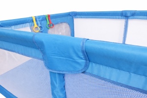 Tarc de Joaca pentru Copii Tarossy®, 180x150 cm, Spatiul de Joaca, 4 x Inele de Sustinere, Plasa de Protectie, 2 Usi cu Fermoar, Varsta 0-5 ani, Albastru - Img 3