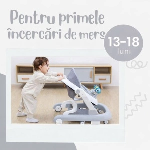 Premergator Copii 2 in 1 Reglabil Tarossy®, Pliabil, Roti 360 Grade, Gri - Img 3