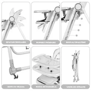 Scaun de Masa 3in1 pentru Bebelusi si Copii, Tarossy®, cu Balansoar, Alb - Img 5