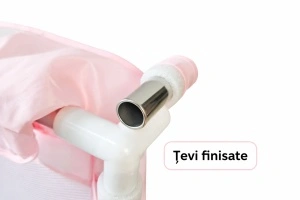 Tarc de Joaca pentru Copii Tarossy®, 180x150 cm, Spatiul de Joaca, 4 x Inele de Sustinere, Plasa de Protectie, 2 Usi cu Fermoar, Varsta 0-5 ani, Roz - Img 3