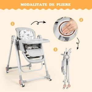 Scaun de Masa 3in1 pentru Bebelusi si Copii, Tarossy®, cu Balansoar, Gri - Img 2