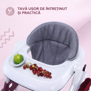 Premergator Copii 2 in 1 Reglabil Tarossy®, Pliabil, Roti 360 Grade, Rosu-Grena - Img 3