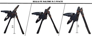 Scaun de Masa 3in1 pentru Bebelusi si Copii Tarossy®,Inaltime Ajustabila, Negru - Img 4
