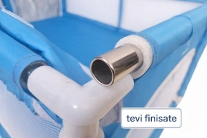Tarc de Joaca pentru Copii Tarossy®, 180x150 cm, Spatiul de Joaca, 4 x Inele de Sustinere, Plasa de Protectie, 2 Usi cu Fermoar, Varsta 0-5 ani, Albastru - Img 4