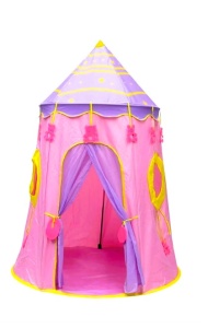 Cort pentru copii, Tarossy®, spatiu de joaca tip castel cu 2 ferestre, pliabil, roz, 110cm x 150cm - Img 3