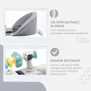 Premergator Copii 2 in 1 Reglabil Tarossy®, Pliabil, Roti 360 Grade, Gri - Img 4