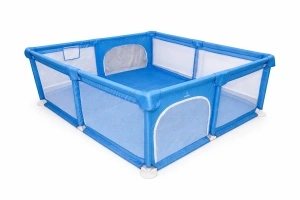 Tarc de Joaca pentru Copii Tarossy®, 180x150 cm, Spatiul de Joaca, 4 x Inele de Sustinere, Plasa de Protectie, 2 Usi cu Fermoar, Varsta 0-5 ani, Albastru