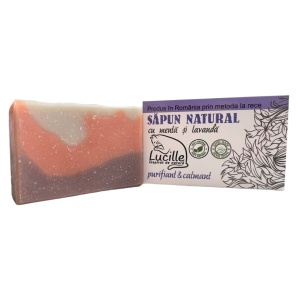 Sapun natural cu menta si lavanda - purifiant si calmant, Lucille, 90 g - Img 3