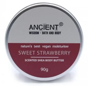 Unt de corp vegan Shea, aroma Capsuni 90g, Ancient Wisdom - Img 2