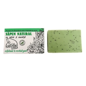 Sapun natural cu salvie si eucalipt - exfoliant si revitalizant, Lucille, 90 g - Img 4