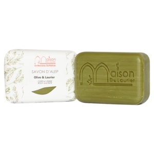 Sapun Solid Natural de Alep cu 3% ulei de dafin, cu efect hidratant, pentru utilizare zilnica de catre intreaga familie, fabricat artizanal in Siria, 100g, Maison du Laurier