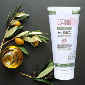 Gel de Alep pentru fata, cu 35% ulei de dafin, pentru o curatare delicata a tenului si pentru barbierit, 100% natural, purificator si hidratant, fabricat artizanal in Siria, 200 ml, Maison du Laurier - Img 2