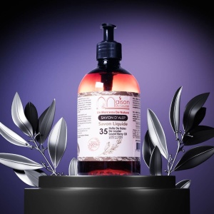 Sapun Lichid Natural de Alep cu 35% ulei de dafin, purificator si hidratant, 4 in 1: sapun, sampon, gel de dus, demachiant, fabricat artizanal in Siria, 500 ml, Maison du Laurier - Img 2