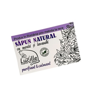 Sapun natural cu menta si lavanda - purifiant si calmant, Lucille, 90 g - Img 2