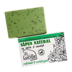Sapun natural cu salvie si eucalipt - exfoliant si revitalizant, Lucille, 90 g