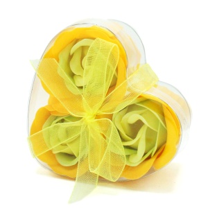 Set 3 Trandafiri din Sapun – Culorile Primaverii, de utlizat ca Flori de Baie sau ca Decoratiune, Parfum Proaspat de Citrice, Cutie Cadou in forma de inima, 7 x 8 x 4 cm, 17 g, Ancient Wisdom